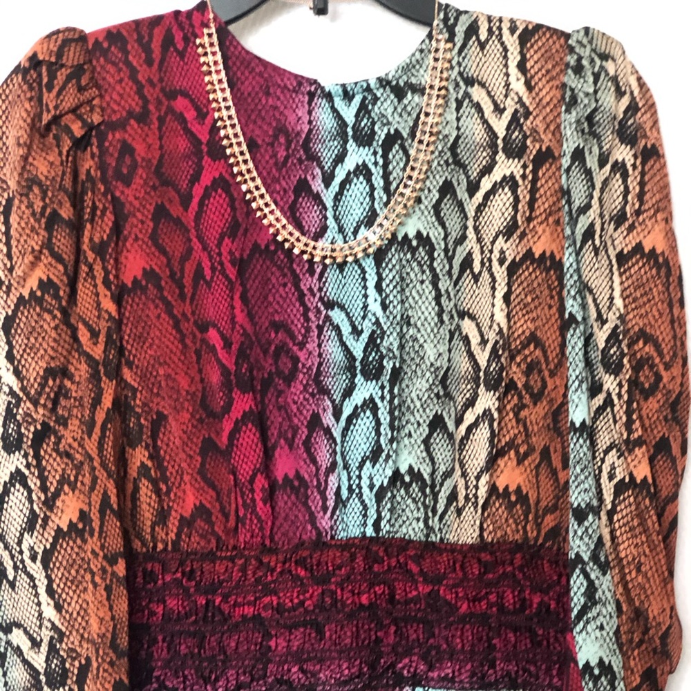 NWT AFRM Violaine Smocked Snake Print Mini Dress - Picture 8 of 15